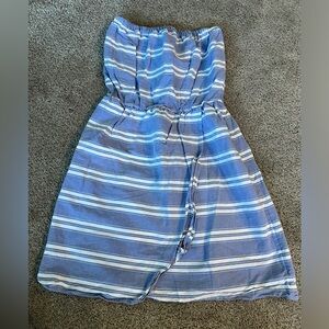 GAP strapless blue striped dress size small
